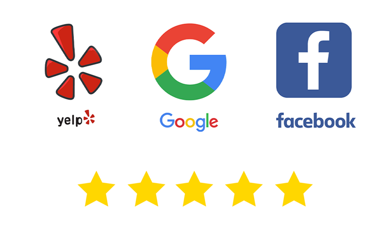 list of Online review platforms like facebook, google, yelp recei 5 stars